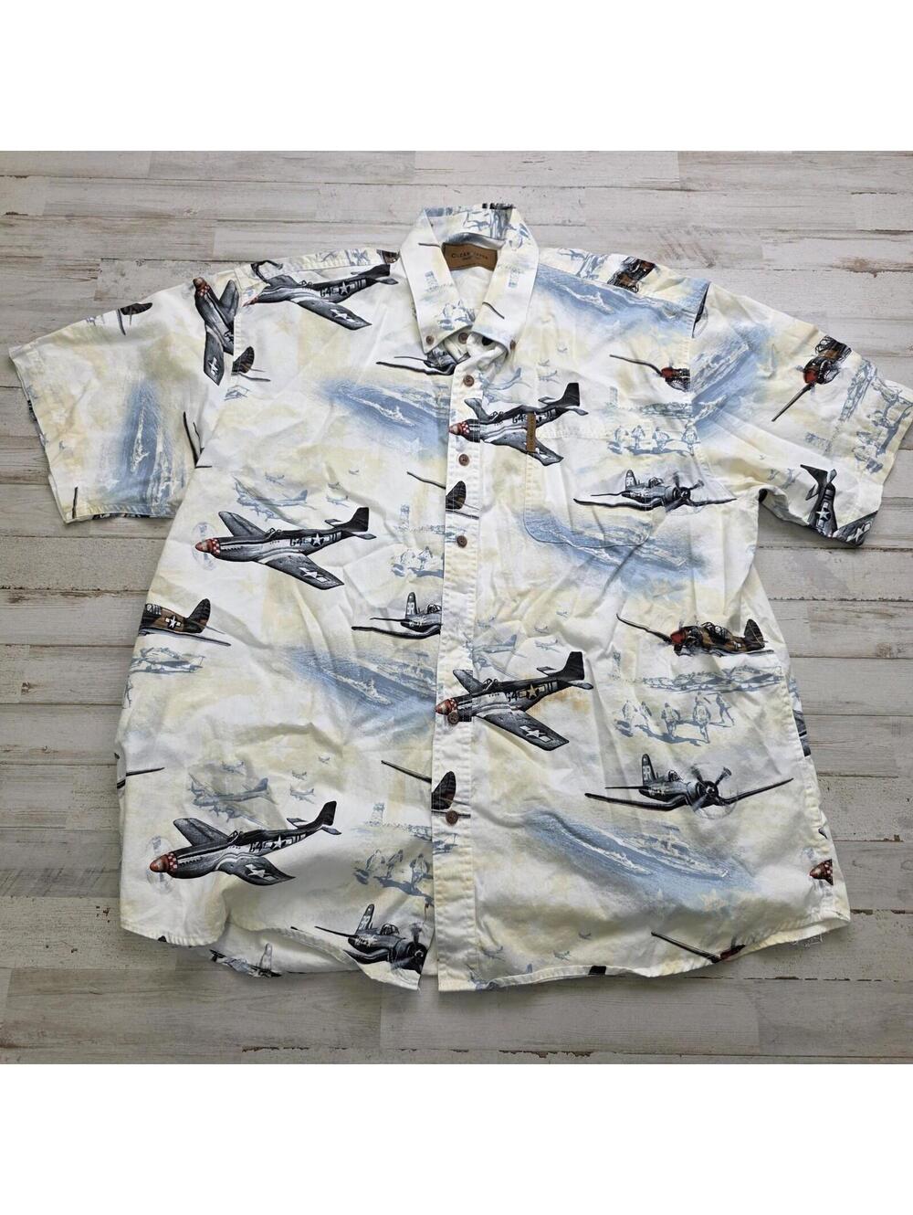Clearwater Outfitters WW2 Planes Short Sleeve Shirt P51 Mustang Patriotic XL